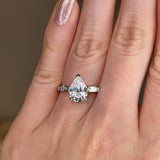 "Rosalie" Three Stone Pear Cut with Emerald Cut Diamond Trilogy Engagement Ring 3SPS03 - HEERA DIAMONDS