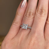 "Isabel" Princess Cut Diamond Hidden Under Halo Diamond Shoulder Engagement Ring UHPC01 - HEERA DIAMONDS
