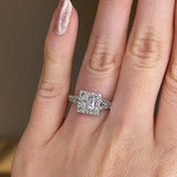 "Ezra" Square Halo Princess Cut Diamond Split Diamond Shoulder Engagement Ring HAPC01 - HEERA DIAMONDS