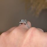 "Clara" Square Halo Princess Cut Diamond Shoulder Engagement Ring HAPC02 - HEERA DIAMONDS