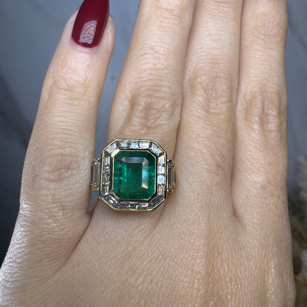 "Enchanted" Emerald Cut 5 Carat Halo Engagement Ring