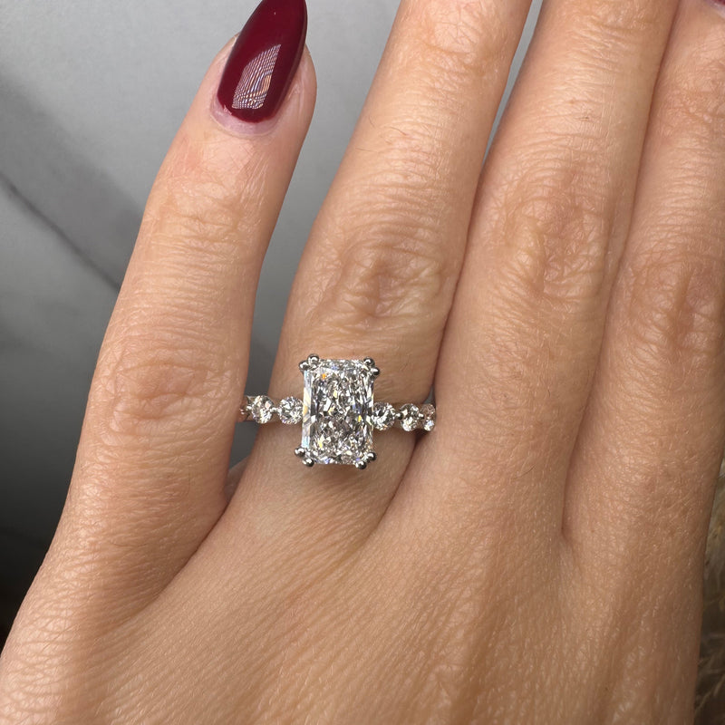 "Ethena" Radiant Cut 4 carat Diamond Shoulder Engagement Ring