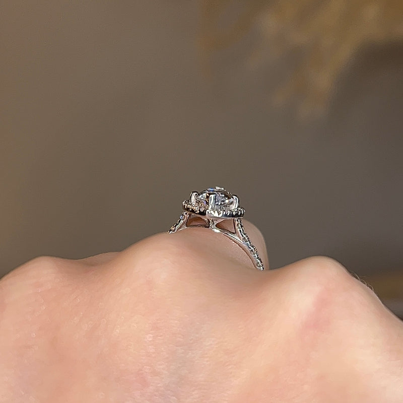 "Lilah" Halo Marquise Cut Diamond Shoulder Engagement Ring HAMC03 - HEERA DIAMONDS