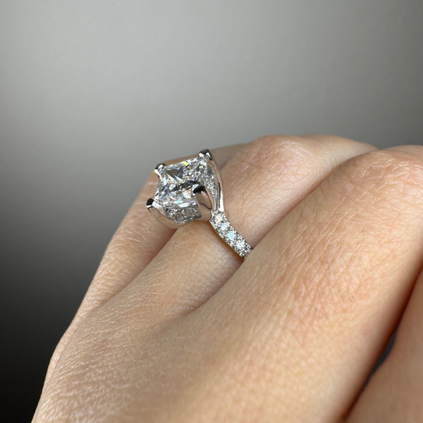 "Evan" Princess Cut 2 Carat Diamond Shoulder Engagement Ring