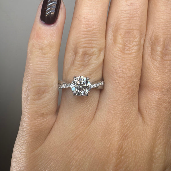 "Halena" Round Cut 2 Carat diamond Shoulder Engagement Ring