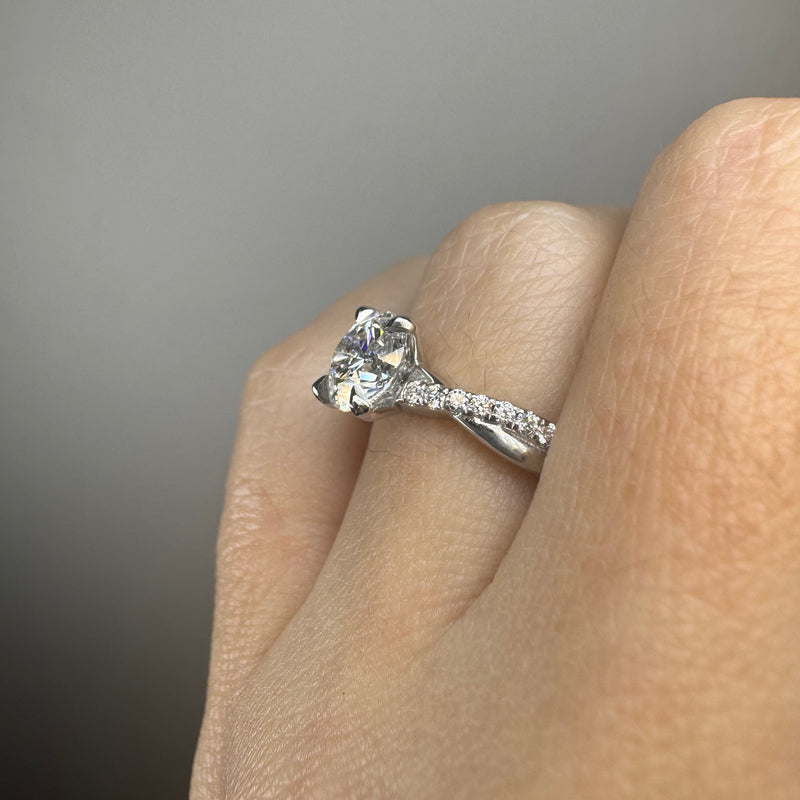 "Halena" Round Cut 2 Carat diamond Shoulder Engagement Ring