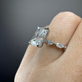 "Celina" Radiant Cut 2 Carat Diamond Shoulder Engagement Ring