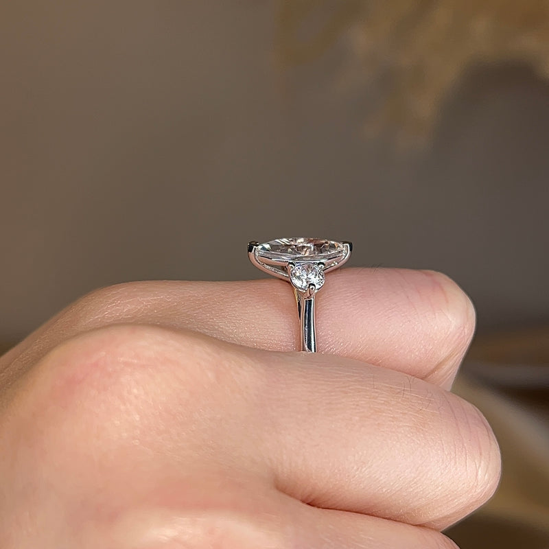 "Charlotte" Three Stone Marquise Cut with Round Cut Diamond Trilogy Engagement Ring 3SMC02 - HEERA DIAMONDS