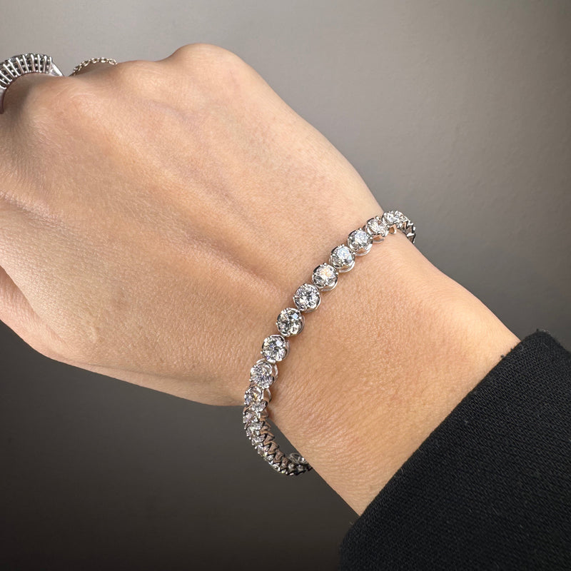 "Linda" Illusion 12 Carat Platinum Round Cut Diamond Bracelet