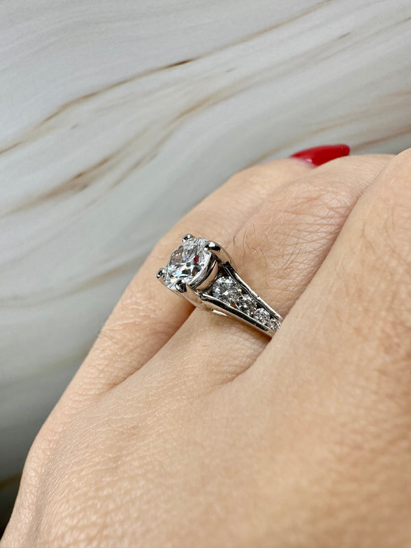 "Caro" Round Cut 2.5 Carat Diamond Shoulder Platinum Engagement Ring HEERA DIAMONDS