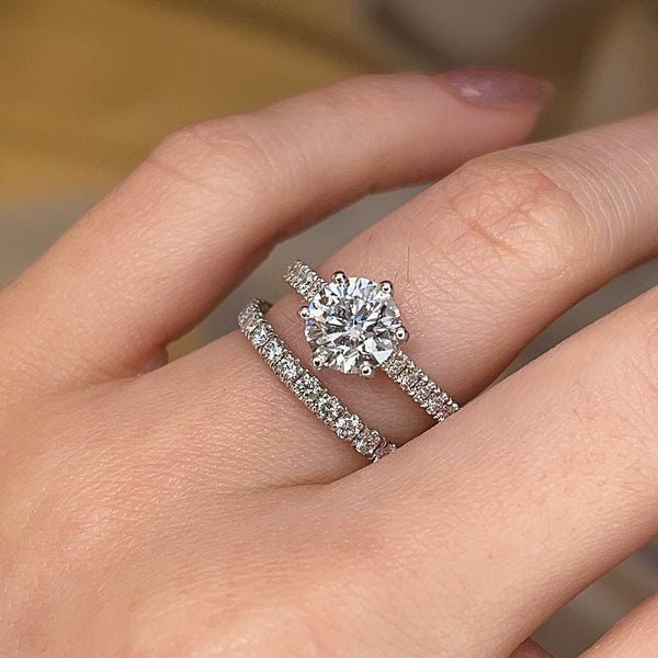 "Jennifer" Round Brilliant Cut Diamond Matching Bridal Set Eternity Engagement Ring