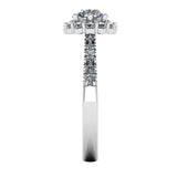 "Imogen" Flower Halo Round Brilliant Cut Diamond Scallop Set Diamond Shoulder Engagement Ring HARB06 - HEERA DIAMONDS
