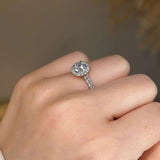 "Indy" Halo Round Brilliant Cut Diamond Scallop Set Diamond Shoulder Engagement Ring HARB17 - HEERA DIAMONDS