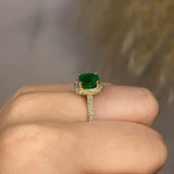 "Ines" Round Emerald Halo Diamond Shoulder Ring - HEERA DIAMONDS