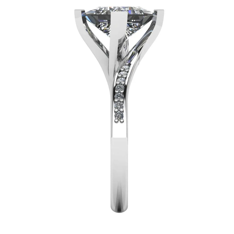 "Iris" Twisted Princess Cut Diamond Grain Set Diamond Engagement Ring DSPC01 - HEERA DIAMONDS
