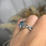 "Issabelle" Blue Round Cut and Marquise Diamond Shoulder Engagement Ring HEERA DIAMONDS