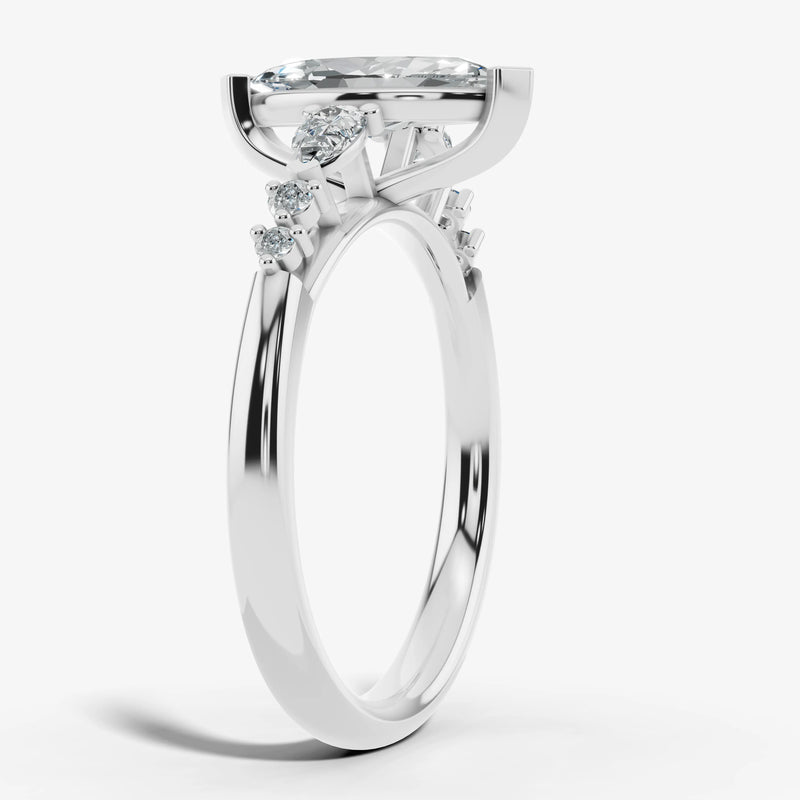 "Jasmine" Marquise Cut 1 Carat Diamond Shoulder Platinum Engagement Ring DSMC05 HEERA DIAMONDS