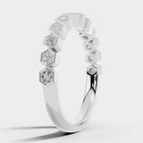 "Jill" Honeycomb Hexagon Pattern 0.10ct Diamond Half Eternity Ring ET74