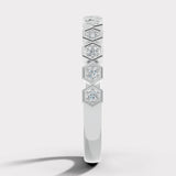 "Jill" Honeycomb Hexagon Pattern 0.10ct Diamond Half Eternity Ring ET74
