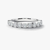 "Jill" Honeycomb Hexagon Pattern 0.10ct Diamond Half Eternity Ring ET74