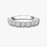 "Josie" Round Circle and Square Pattern 0.26ct Diamond Half Eternity Ring ET75