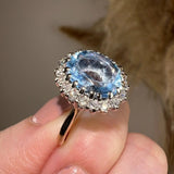 "Juliana" Aquamarine Oval Cut Halo Diamond Engagement Ring HEERA DIAMONDS