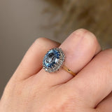 "Juliana" Aquamarine Oval Cut Halo Diamond Engagement Ring HEERA DIAMONDS