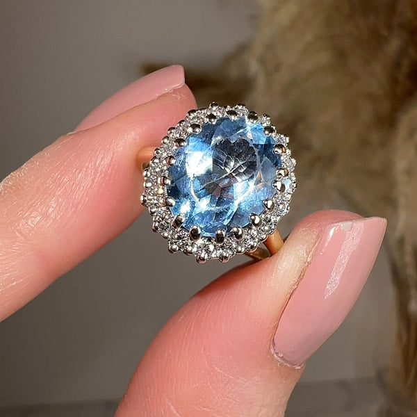 "Juliana" Aquamarine Oval Cut Halo Diamond Engagement Ring HEERA DIAMONDS