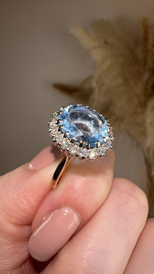 "Juliana" Aquamarine Oval Cut Halo Diamond Engagement Ring HEERA DIAMONDS
