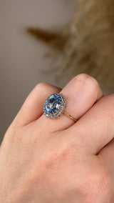 "Juliana" Aquamarine Oval Cut Halo Diamond Engagement Ring HEERA DIAMONDS