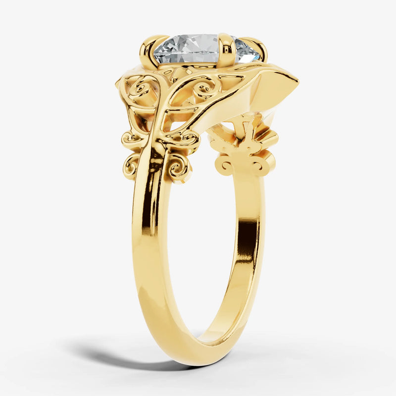 "July" Round Cut 1 Carat Solitaire 18k Yellow Gold Engagement Ring SSRB44 HEERA DIAMONDS
