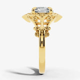 "July" Round Cut 1 Carat Solitaire 18k Yellow Gold Engagement Ring Render- Side View