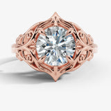"July" Round Cut 1 Carat Solitaire 18k Yellow Gold Engagement Ring - Rose Gold