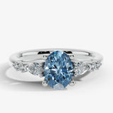"Kade" Oval Cut Blue Diamond Shoulder Engagement Ring DSOC14 HEERA DIAMONDS