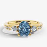 "Kade" Oval Cut Blue Diamond Shoulder Engagement Ring DSOC14 HEERA DIAMONDS