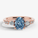 "Kade" Oval Cut Blue Diamond Shoulder Engagement Ring DSOC14 HEERA DIAMONDS