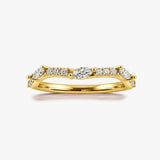 "Kai" Dainty Marquise Leaf 0.30ct Diamonds on Wave Shaped Eternity Ring ET16