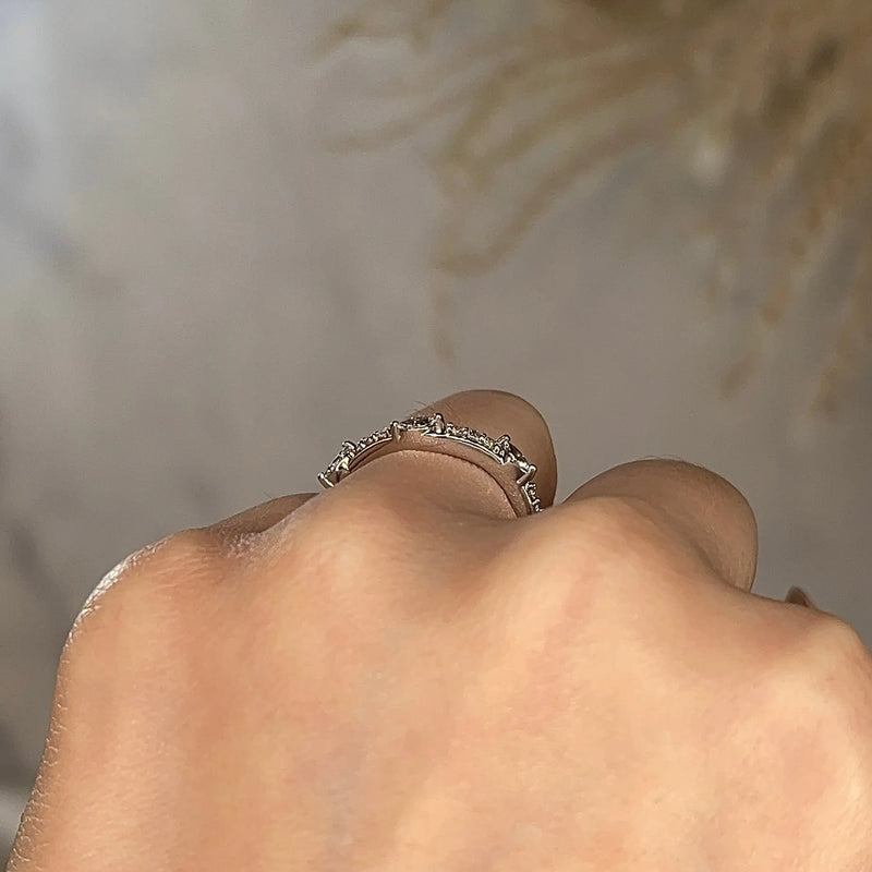 "Kai" Dainty Marquise Leaf Diamonds on Wave Shaped Eternity Ring ET7 - HEERA DIAMONDS