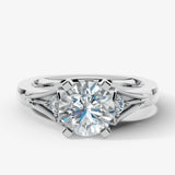 "Kayle" Round Cut 1.5 Carat Trilogy Platinum Engagement Ring 3SRB04 HEERA DIAMONDS