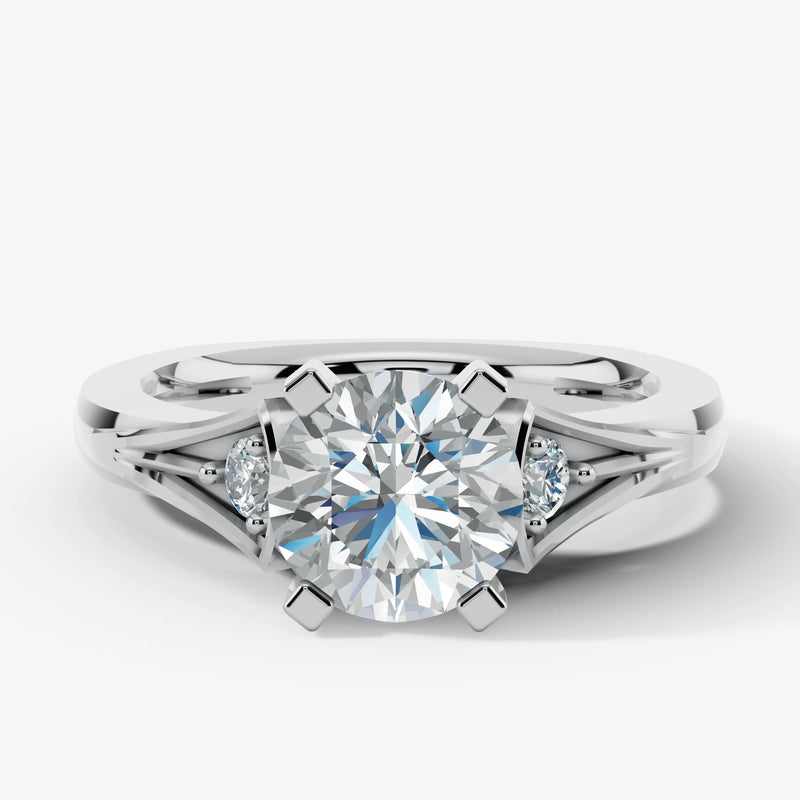 "Kayle" Round Cut 1.5 Carat Trilogy Platinum Engagement Ring 3SRB04 HEERA DIAMONDS