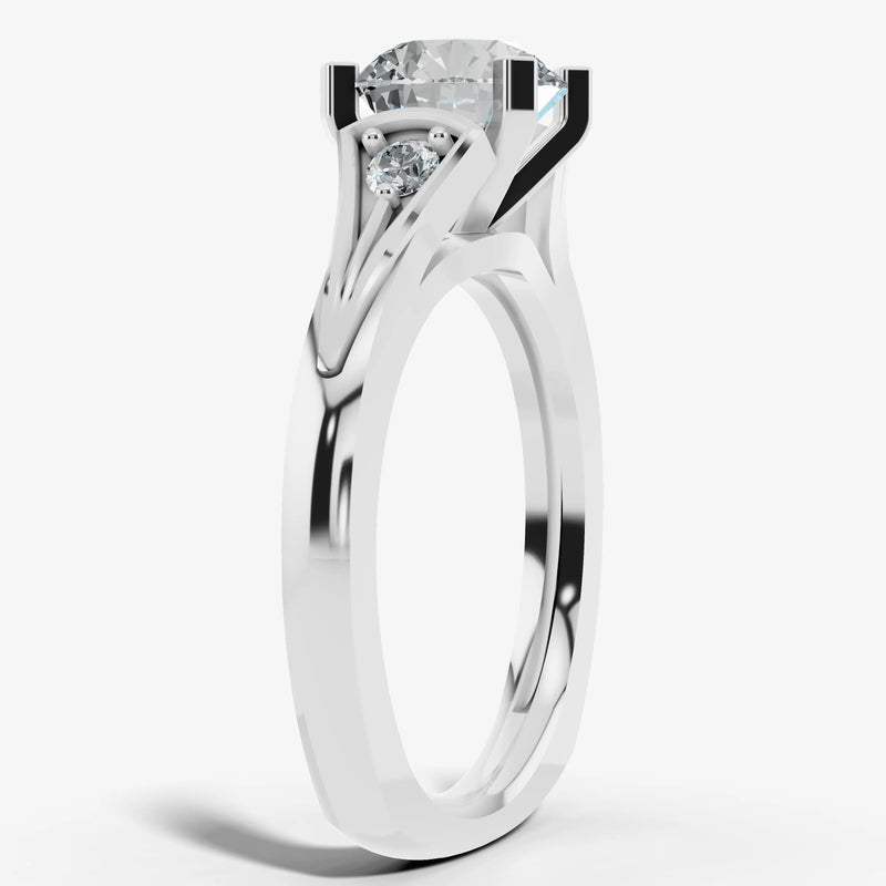 "Kayle" Round Cut 1.5 Carat Trilogy Platinum Engagement Ring 3SRB04 HEERA DIAMONDS
