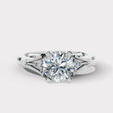 "Kayle" Round Cut 1.5 Carat Trilogy Platinum Engagement Ring Render- Front View