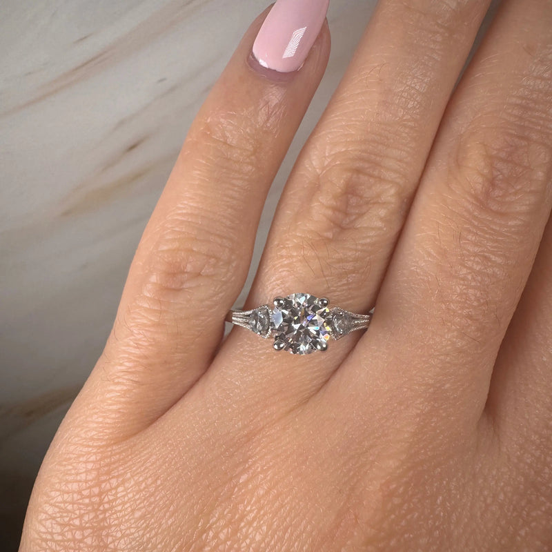 Kayle Round Cut Carat Trilogy Platinum Engagement Ring 3SRB04