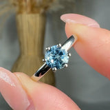 "Kirelle" 0.73 Carat Aquamarine Round Cut Natural Diamond Solitaire Engagement Ring MSPR105