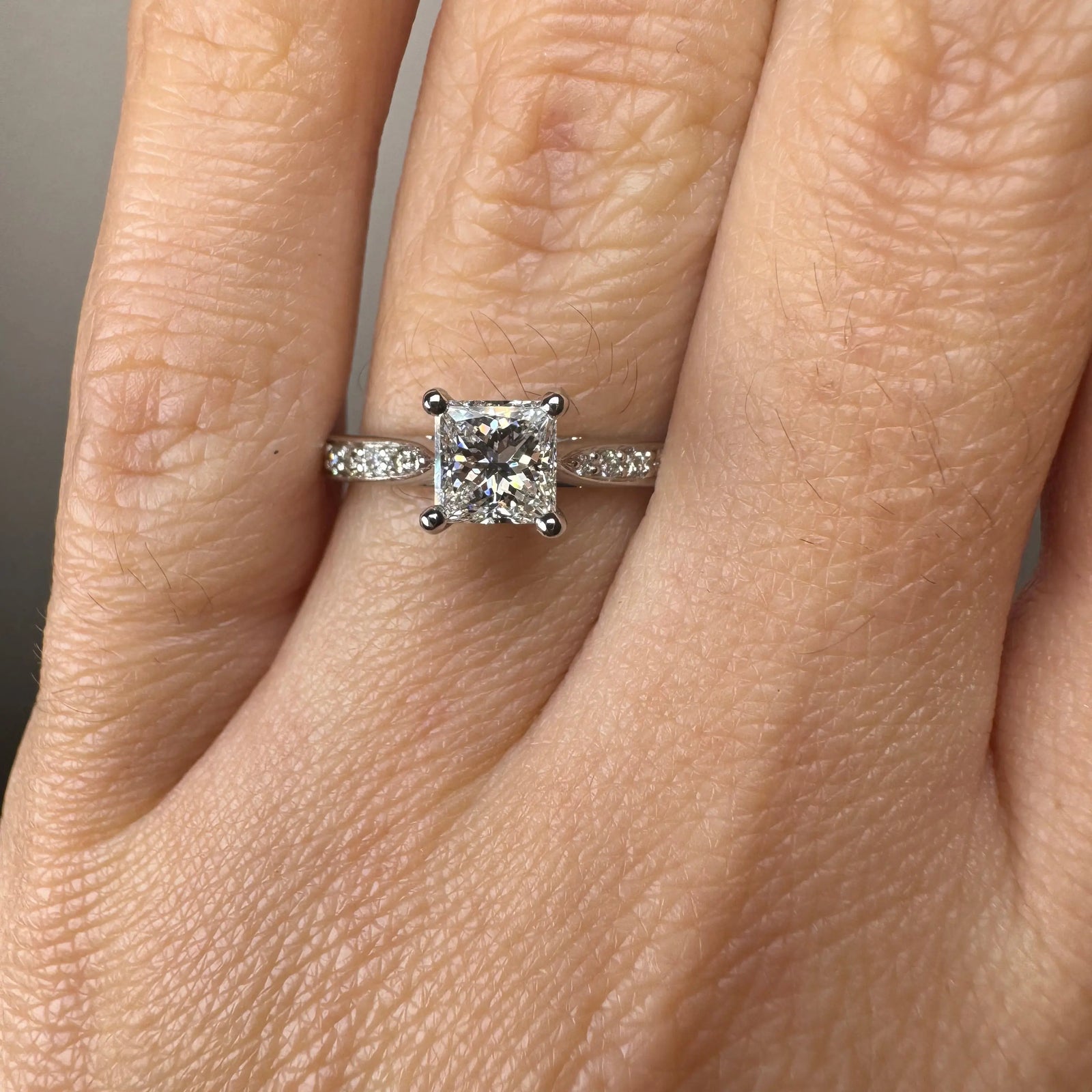 Kristine Princess Cut Carat Diamond Shoulder Engagement Ring