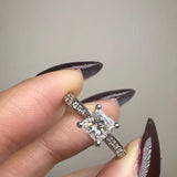 "Kristine" Princess Cut 1.5 Carat Diamond Shoulder Engagement Ring HEERA DIAMONDS