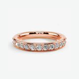 Lab Grown Diamond & Natural Diamond Grain Set Eternity Band Wedding Ring GRB
