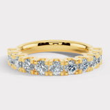 Lab Diamond Scallop Set Half Eternity Band Wedding Ring SRB