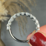 Lab Diamond Scallop Set Half Eternity Band Wedding Ring SRB
