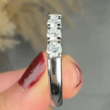 Lab Diamond Scallop Set Half Eternity Band Wedding Ring SRB